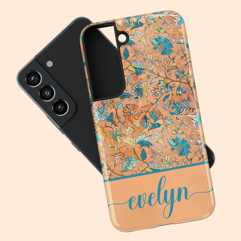 Custom Name Botanical Oriental Flowers Galaxy Case